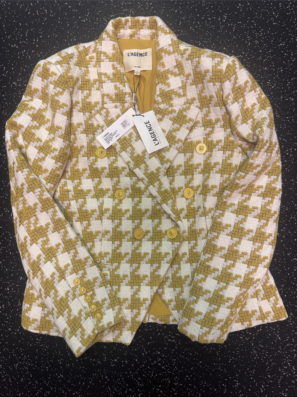 🌟 NWT ⭐️ L’AGENCE Marie Tweed Double Breasted Blazer Houndstooth  [SIZE 10] - Picture 2 of 11
